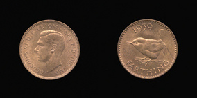 P2461 Farthing, Currency Farthing in Bronze of George VI