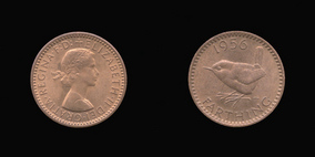 P2527 Farthing, Currency Farthing in Bronze of Elizabeth II