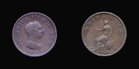 S3782__0 Farthing, Currency Farthing in Copper of George III