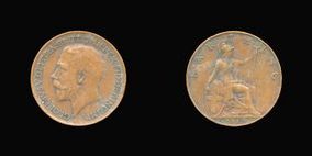 P2324 Farthing, Currency Farthing in Bronze of George V