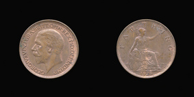 P2342 Farthing, Currency Farthing in Bronze of George V