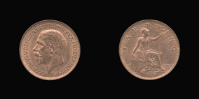 P2344 Farthing, Currency Farthing in Bronze of George V