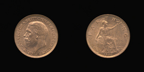 P2346 Farthing, Currency Farthing in Bronze of George V