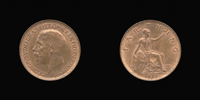 P2350 Farthing, Currency Farthing in Bronze of George V