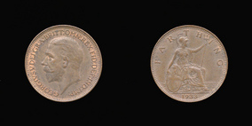 P2352 Farthing, Currency Farthing in Bronze of George V