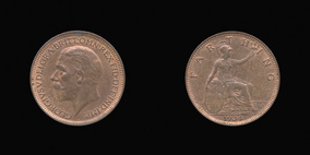 P2354 Farthing, Currency Farthing in Bronze of George V