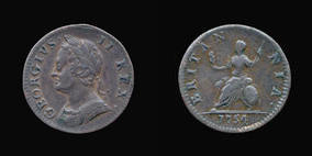 S3722__0 Farthing, Currency Farthing in Copper of George II